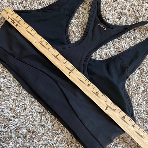 Prana Luxara Salutations Bra Womens L Black Limited Edition Scoop Neck Racerback - Picture 9 of 10